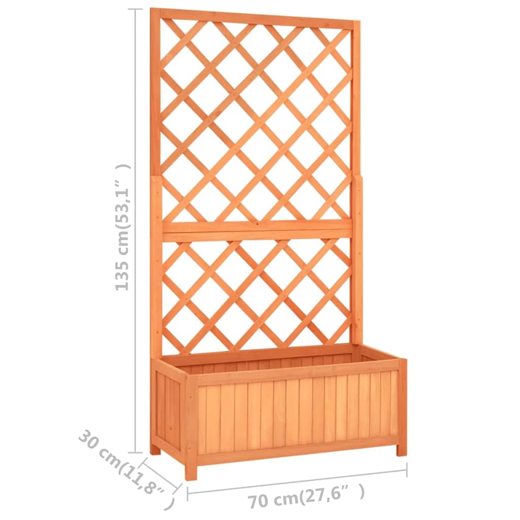 Jardinera enrejada de jardín madera de abeto marrón 70x30x135cm