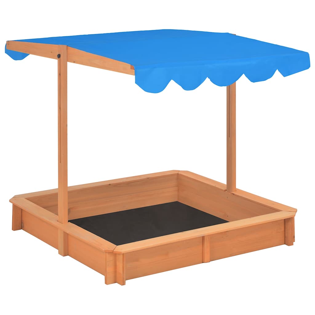 Arenero con techo ajustable de madera de abeto 115x115x115 cm