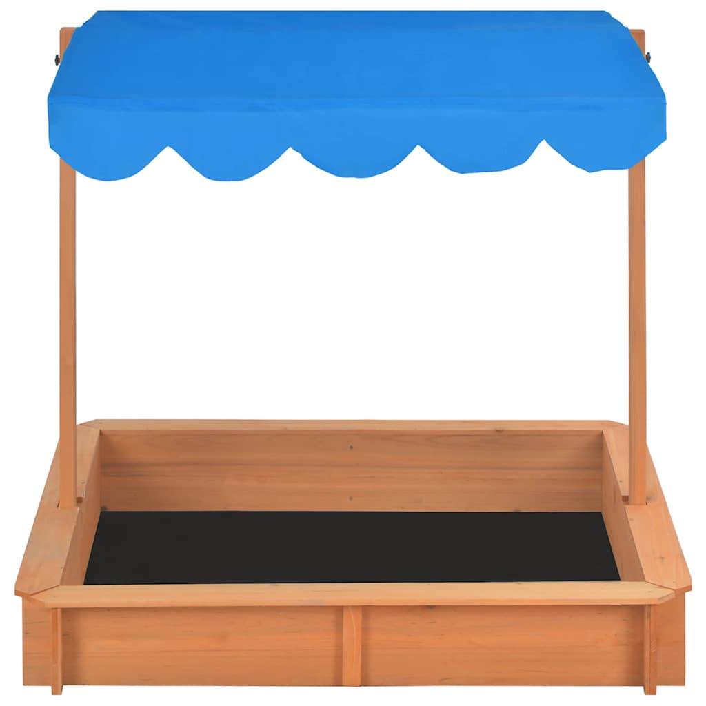 Arenero con techo ajustable de madera de abeto 115x115x115 cm
