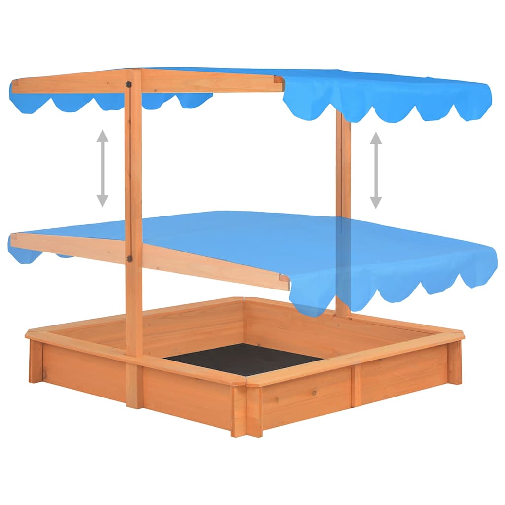 Arenero con techo ajustable de madera de abeto 115x115x115 cm