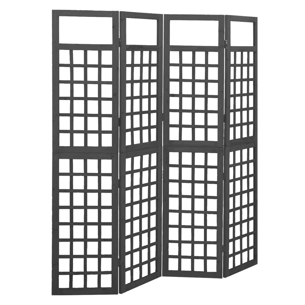 Biombo/Enrejado de 3 paneles madera de abeto gris 121x180 cm