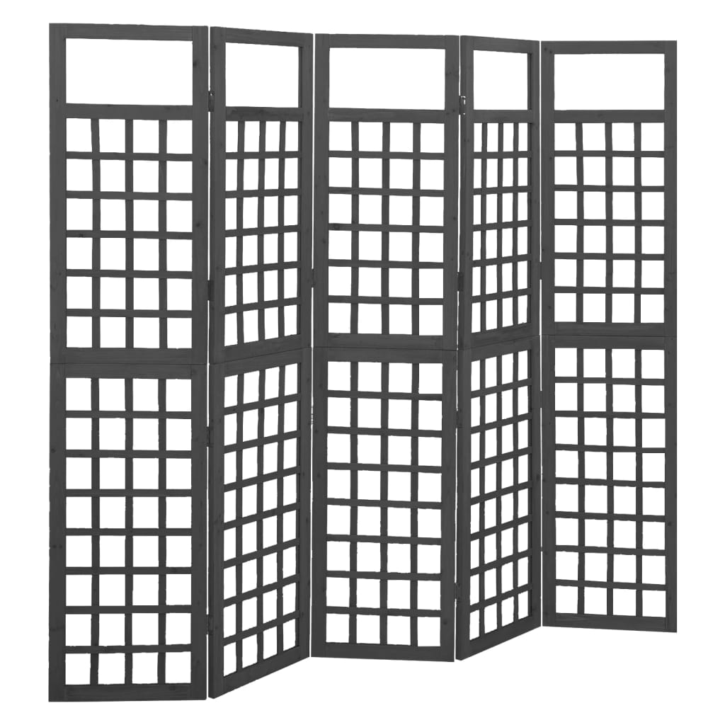 Biombo/Enrejado de 3 paneles madera de abeto gris 121x180 cm
