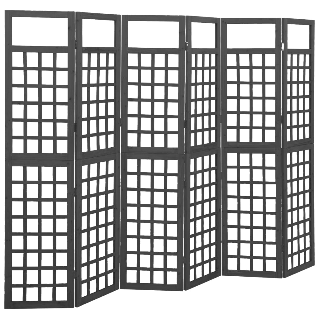 Biombo/Enrejado de 3 paneles madera de abeto gris 121x180 cm