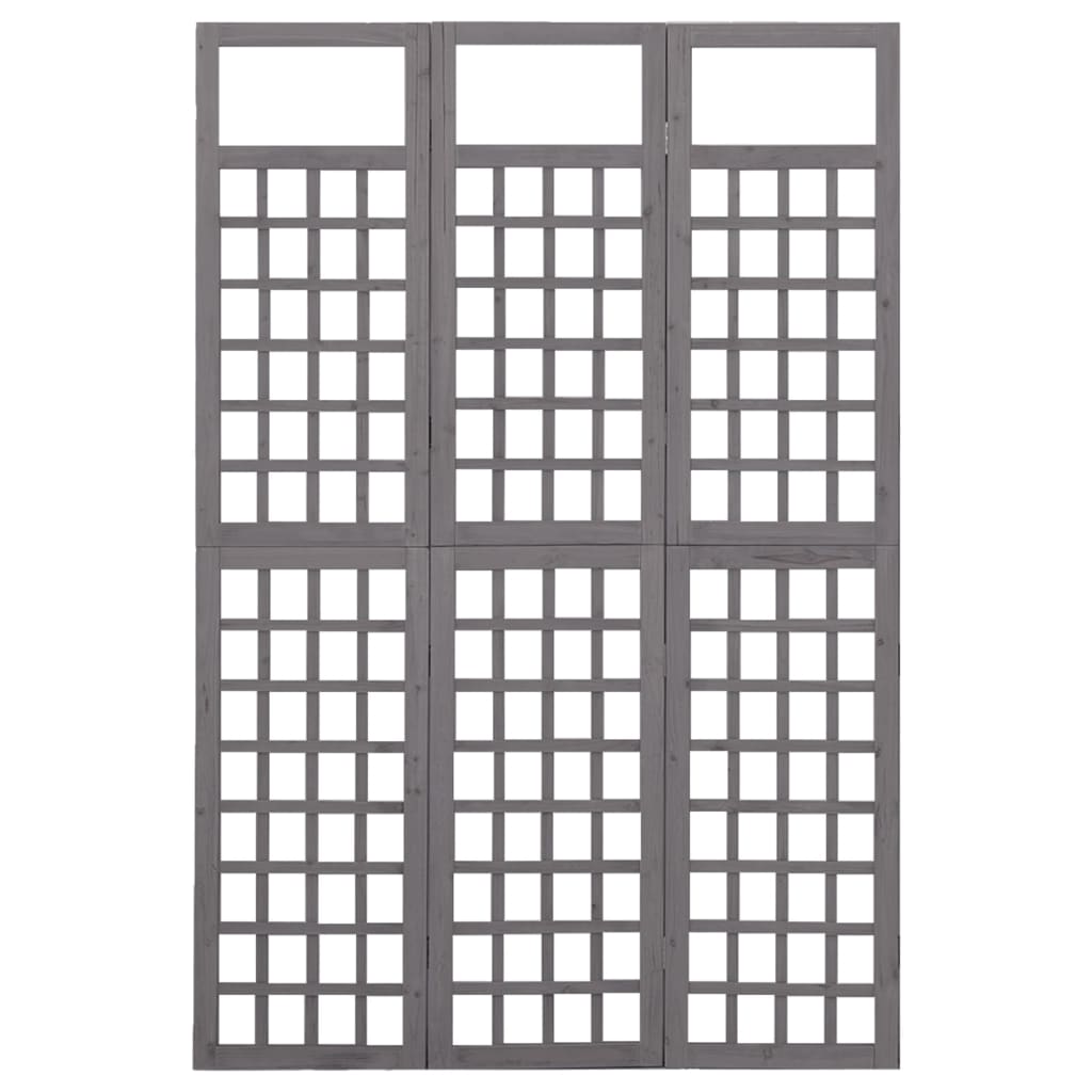Biombo/Enrejado de 3 paneles madera de abeto gris 121x180 cm