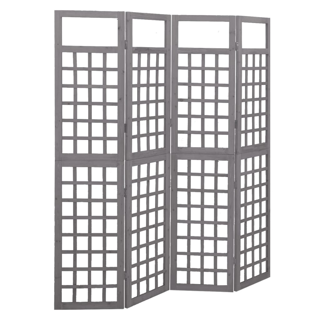Biombo/Enrejado de 3 paneles madera de abeto gris 121x180 cm