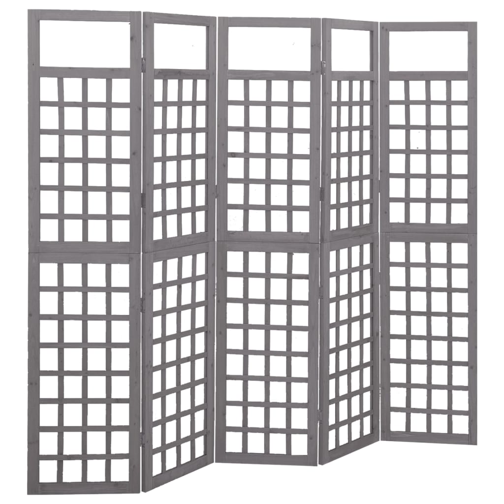 Biombo/Enrejado de 3 paneles madera de abeto gris 121x180 cm