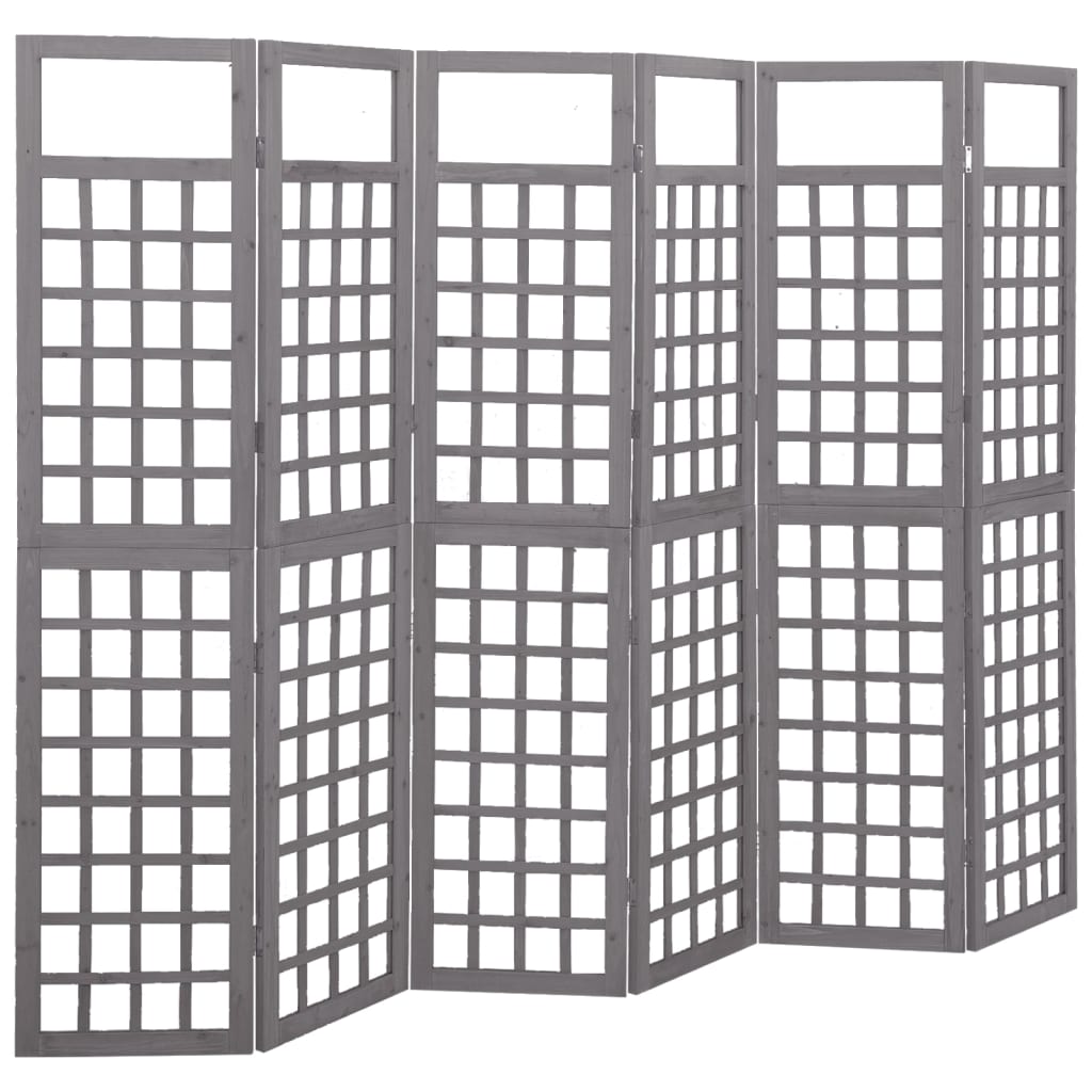 Biombo/Enrejado de 3 paneles madera de abeto gris 121x180 cm