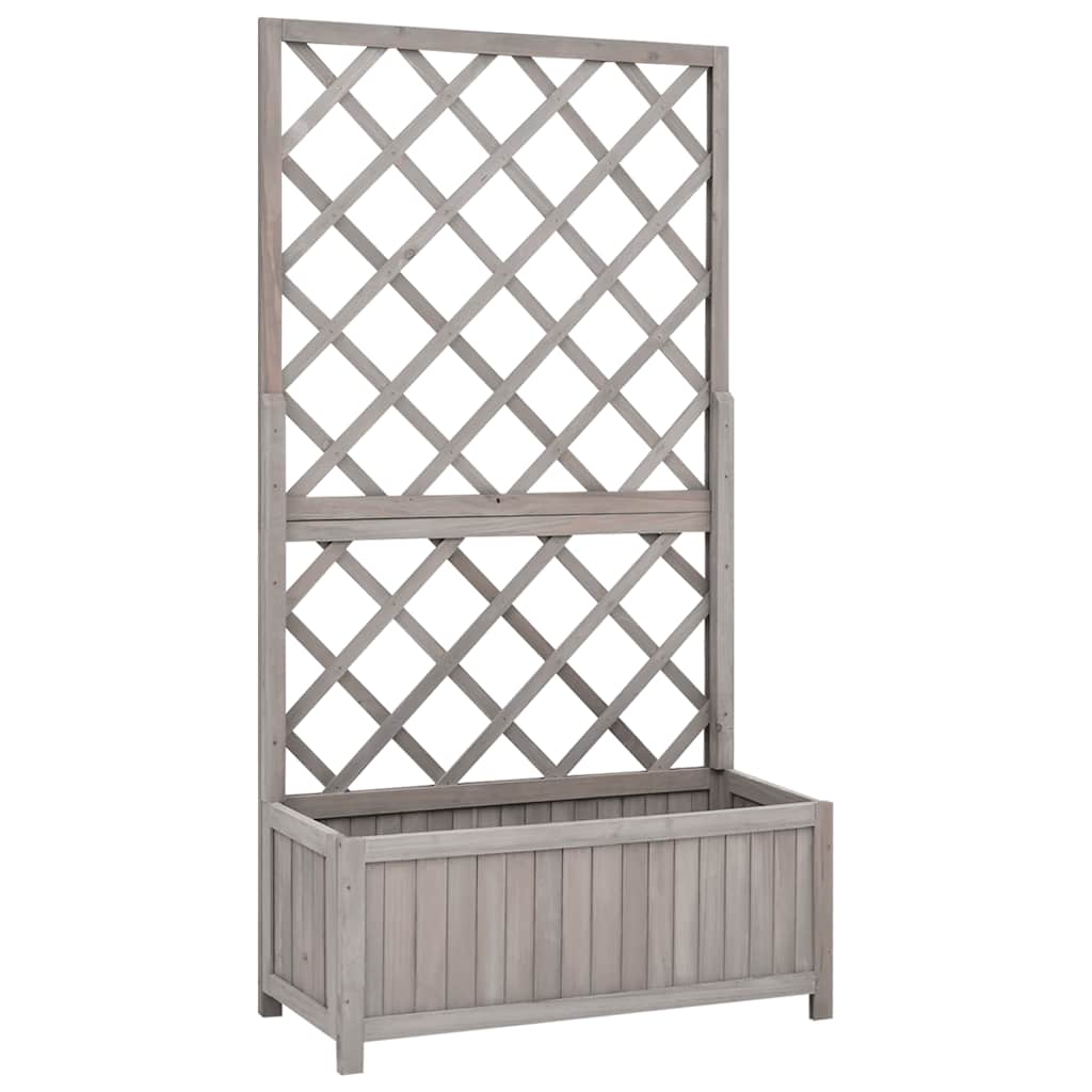 Jardinera enrejada de jardín madera de abeto gris 70x30x135 cm