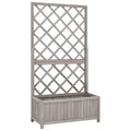 Jardinera enrejada de jardín madera de abeto gris 70x30x135 cm