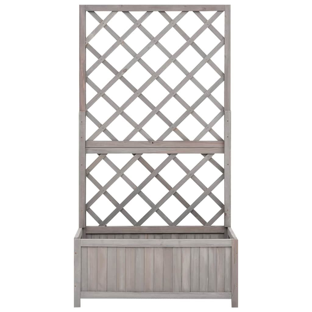 Jardinera enrejada de jardín madera de abeto gris 70x30x135 cm