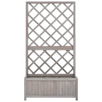 Jardinera enrejada de jardín madera de abeto gris 70x30x135 cm