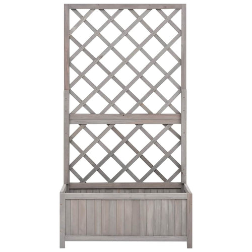 Jardinera enrejada de jardín madera de abeto gris 70x30x135 cm