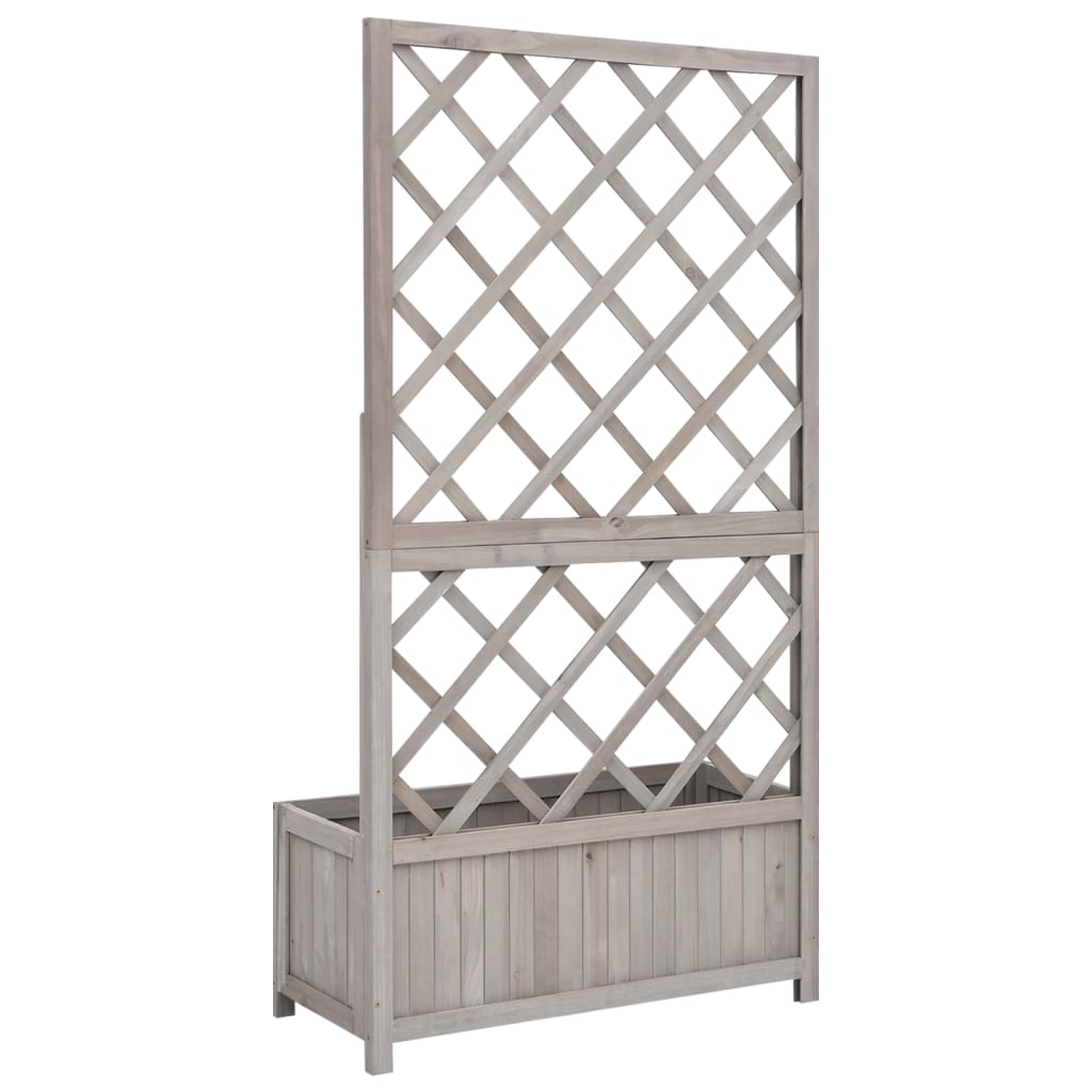Jardinera enrejada de jardín madera de abeto gris 70x30x135 cm