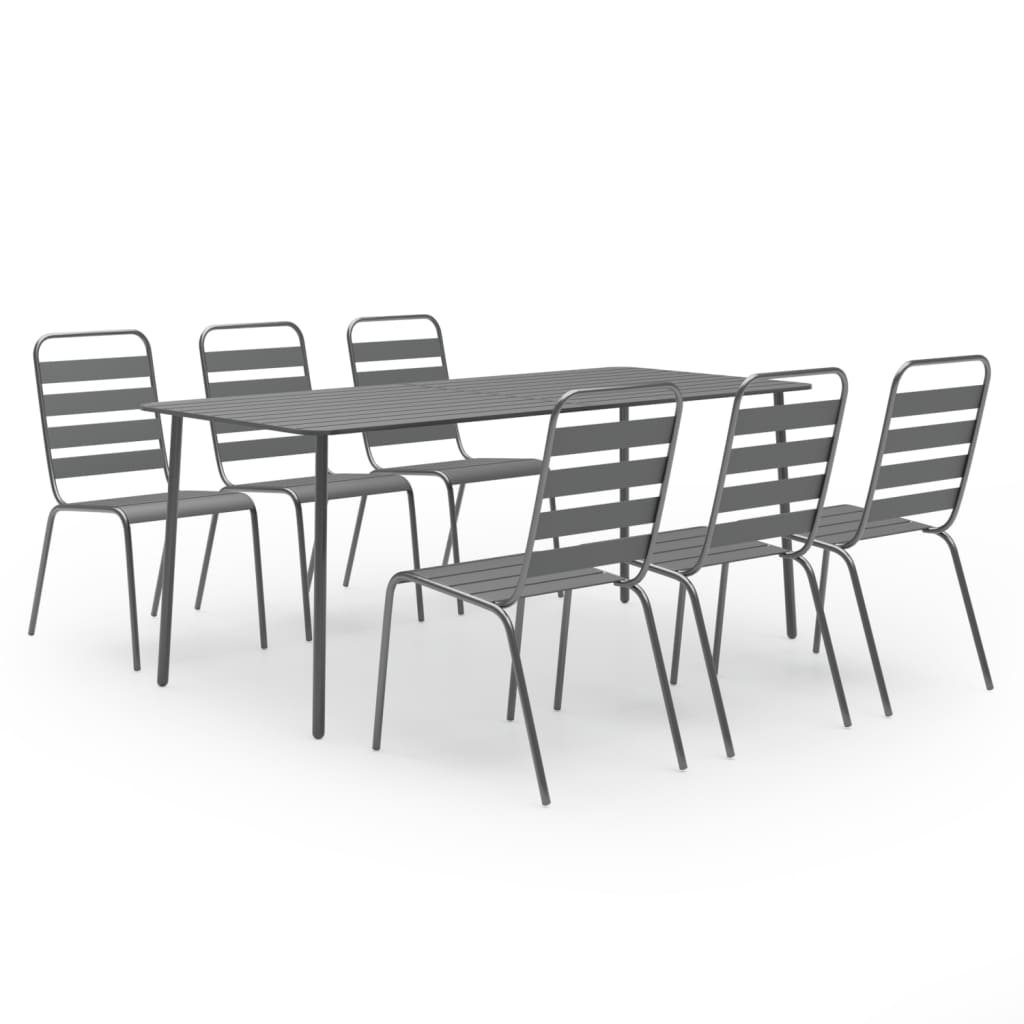 Juego de comedor de jardín 7 piezas acero gris oscuro