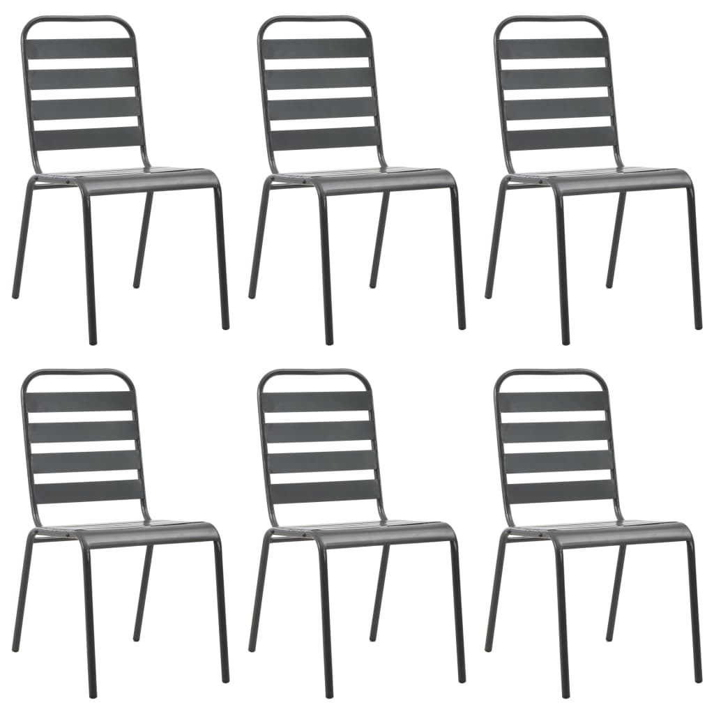 Juego de comedor de jardín 7 piezas acero gris oscuro
