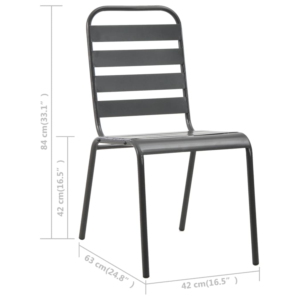 Juego de comedor de jardín 7 piezas acero gris oscuro