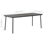 Juego de comedor de jardín 7 piezas acero gris oscuro