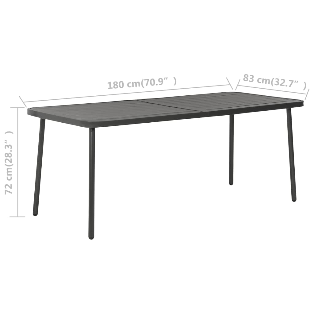 Juego de comedor de jardín 7 piezas acero gris oscuro