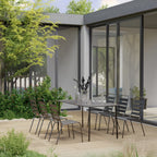 Juego de comedor de jardín 7 piezas acero gris oscuro