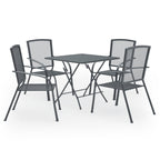 Juego de muebles de comedor de jardín 5 piezas acero antracita