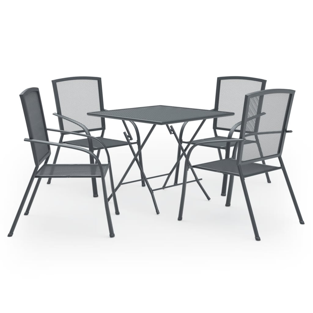Juego de muebles de comedor de jardín 5 piezas acero antracita