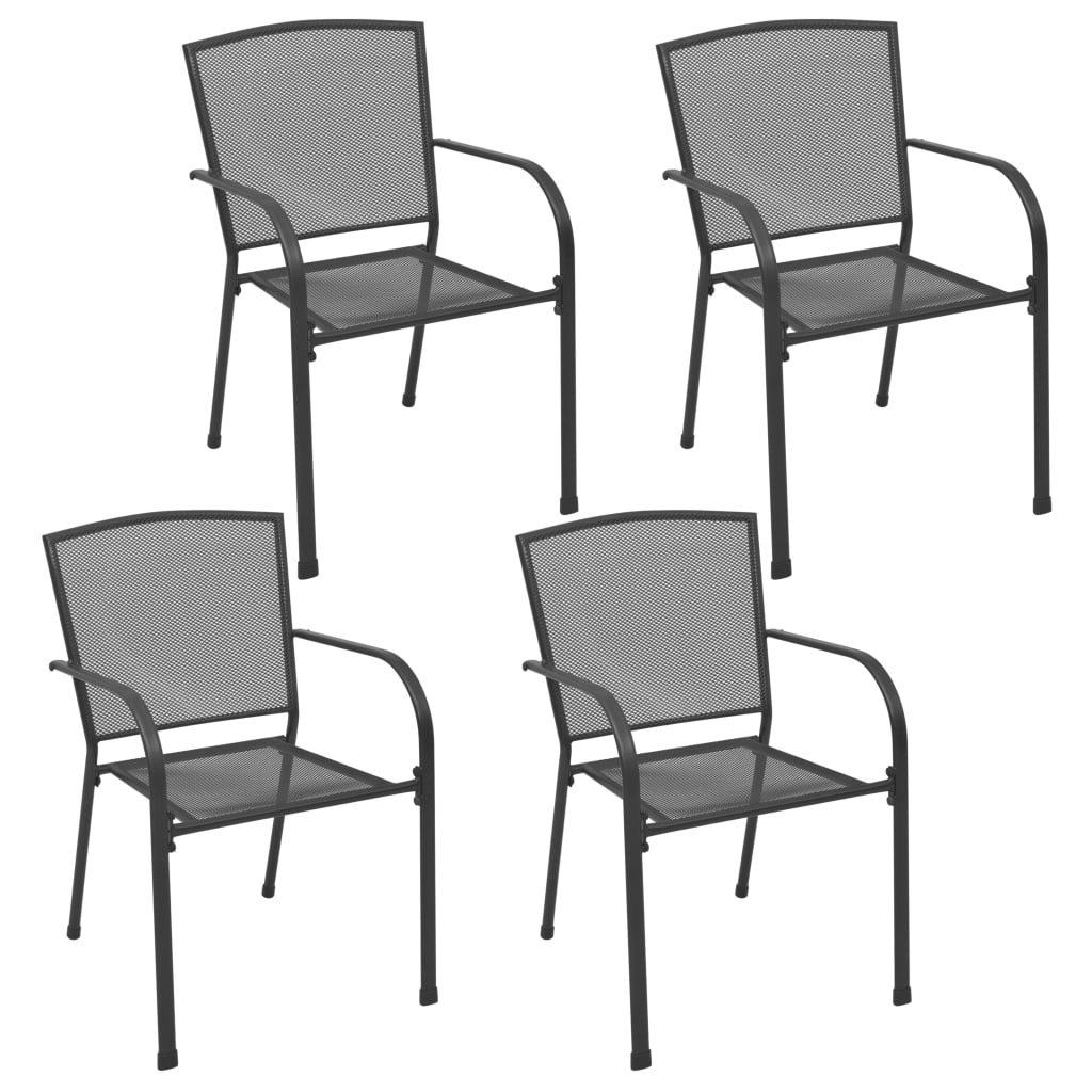 Juego de muebles de comedor de jardín 5 piezas acero antracita