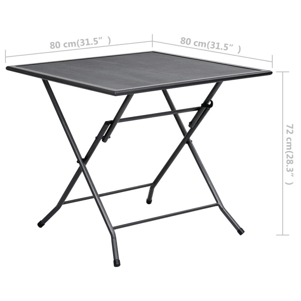 Juego de muebles de comedor de jardín 5 piezas acero antracita