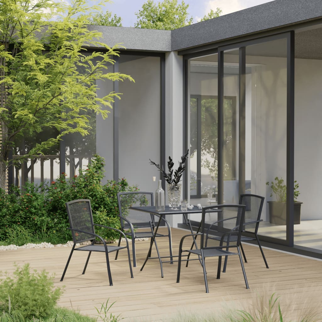 Juego de muebles de comedor de jardín 5 piezas acero antracita