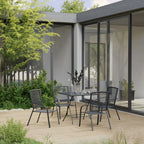 Juego de muebles de comedor de jardín 5 piezas acero antracita