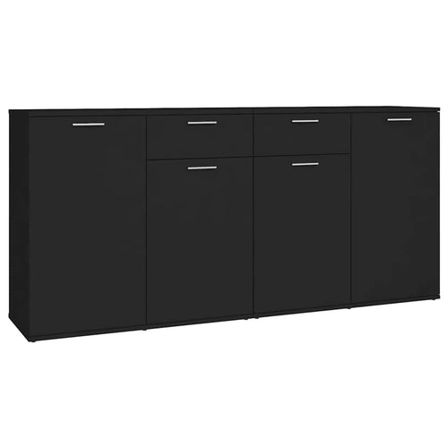 Aparador de madeira de engenharia preto 160x36x75 cm