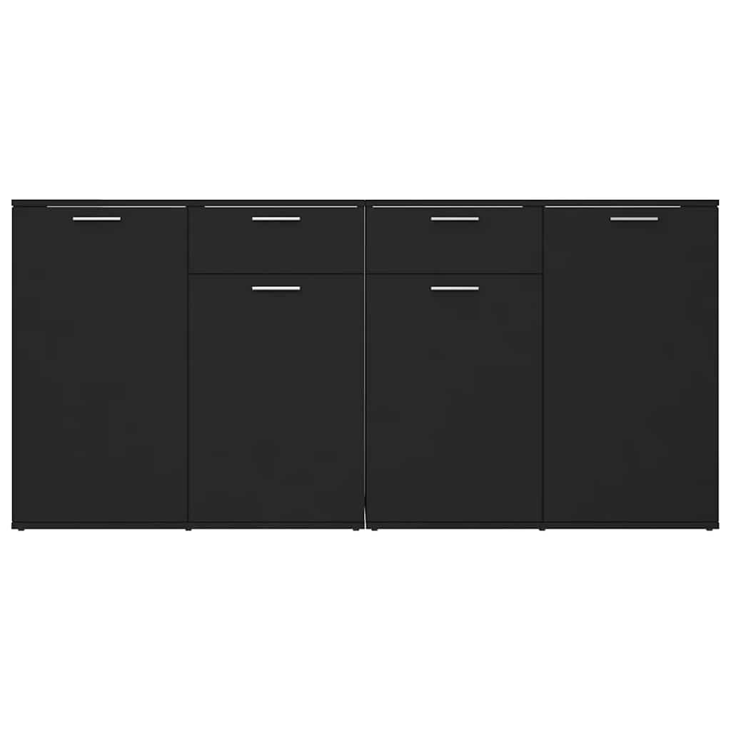 Aparador de madera de ingeniería negro 160x36x75 cm