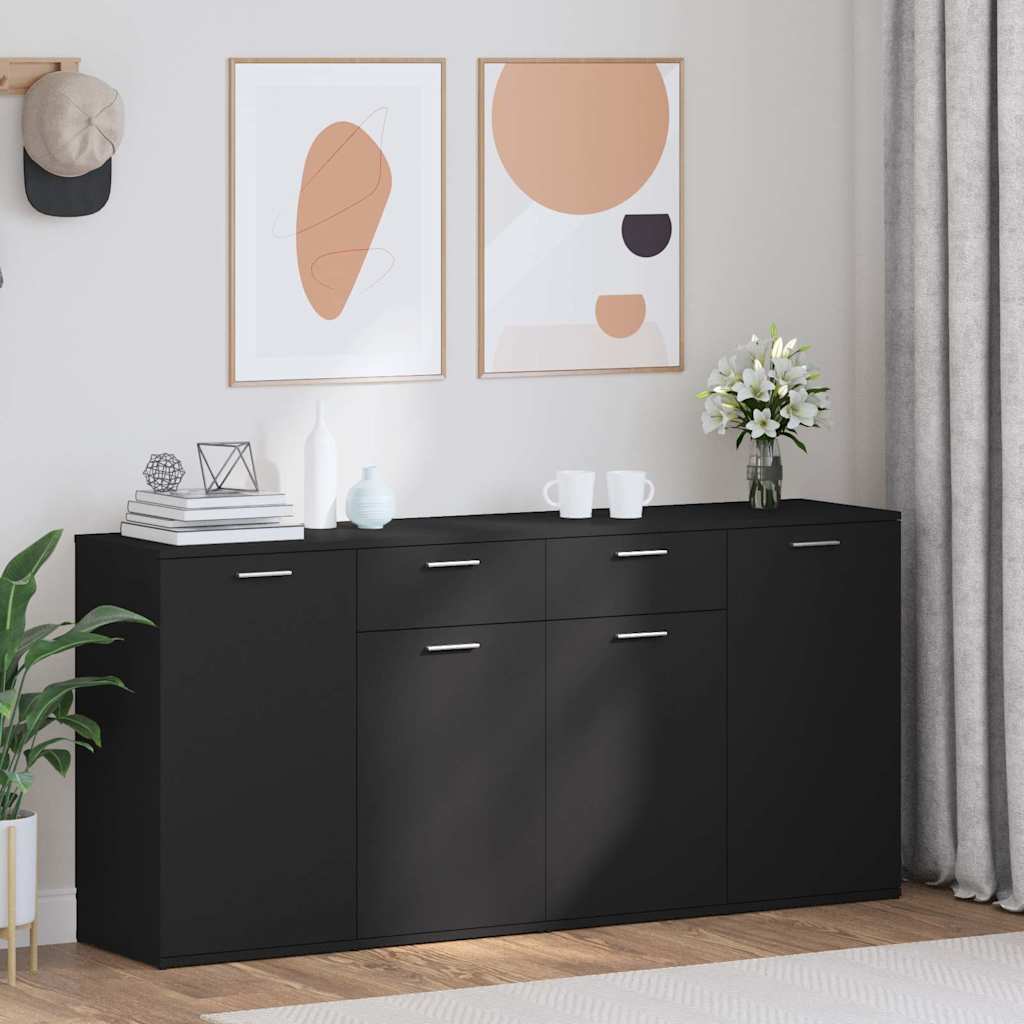 Aparador de madera de ingeniería negro 160x36x75 cm