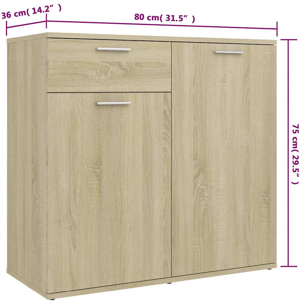 Aparador de madera de ingeniería roble Sonoma 160x36x75 cm