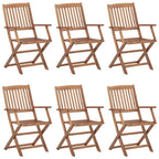 Sillas de exterior plegables 6 uds madera maciza acacia