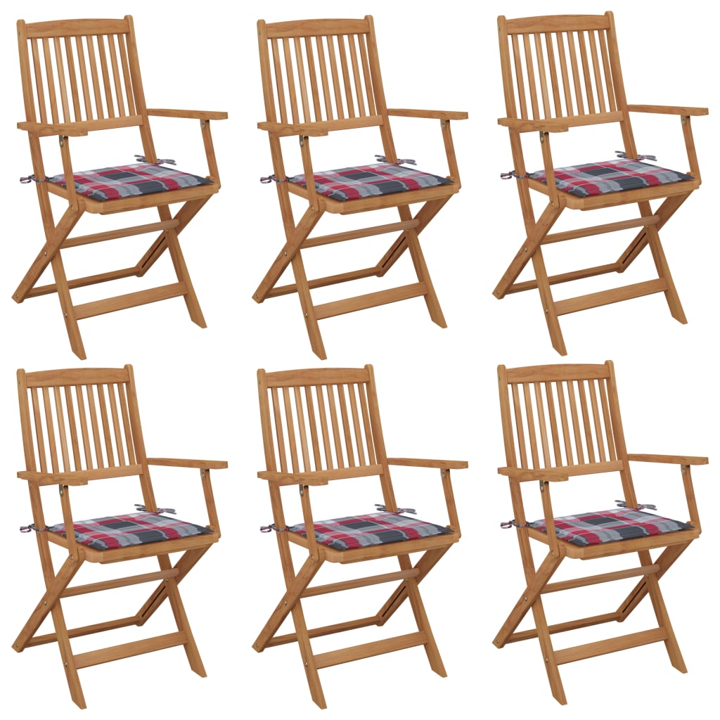 Folding Garden Chairs 2 pcs Solid Acacia Wood and Cushions