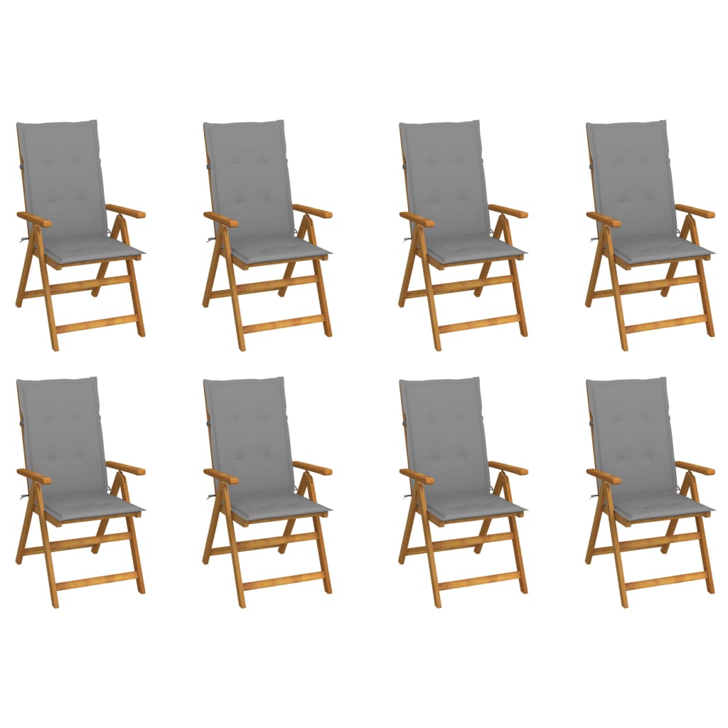 8-Piece Acacia Solid Wood Folding Garden Chairs and Cushions