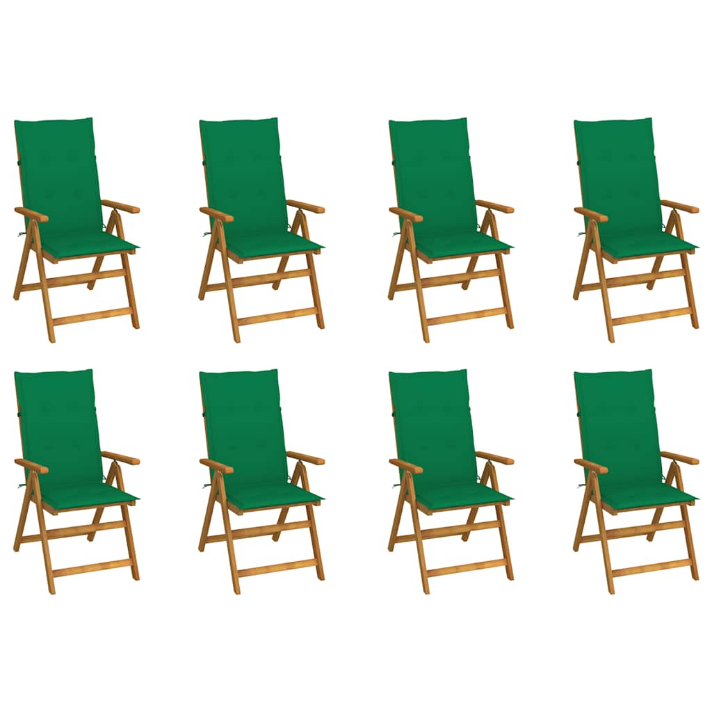 8-Piece Acacia Solid Wood Folding Garden Chairs and Cushions