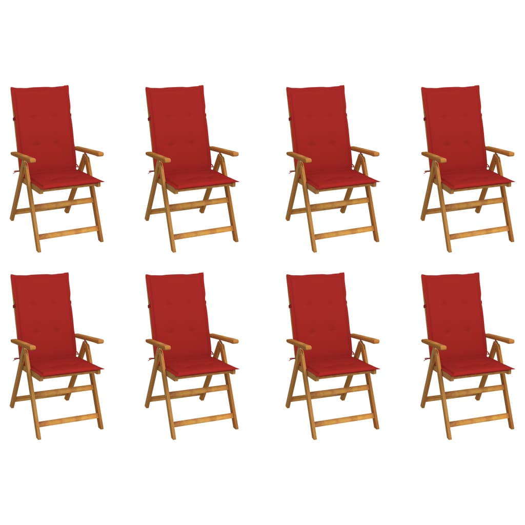 8-Piece Acacia Solid Wood Folding Garden Chairs and Cushions