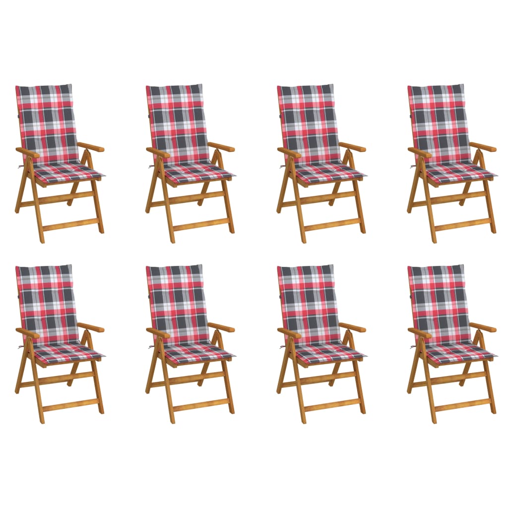 8-Piece Acacia Solid Wood Folding Garden Chairs and Cushions