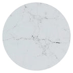 Mesa auxiliar vidrio templado dorado y mármol blanco 45 cm