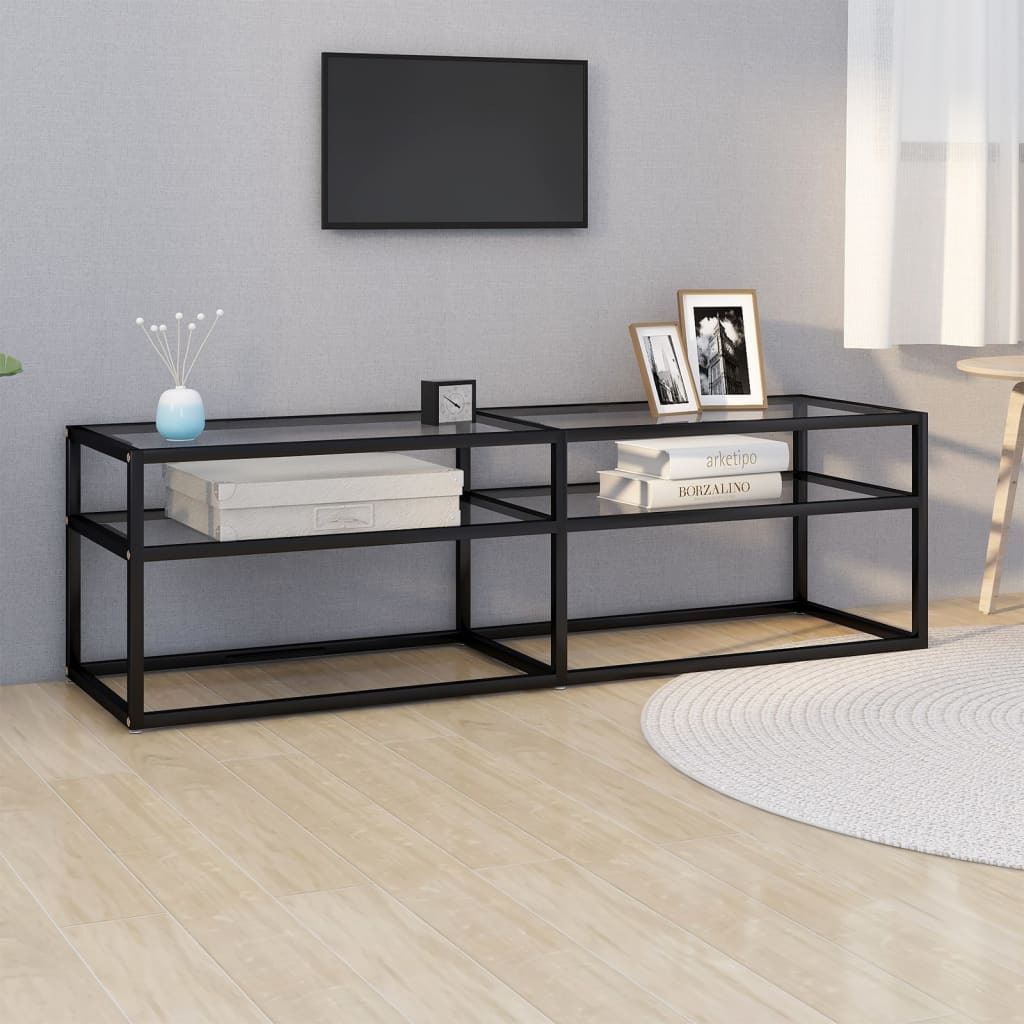 Mueble de TV vidrio templado color mármol blanco 140x40x40,5 cm