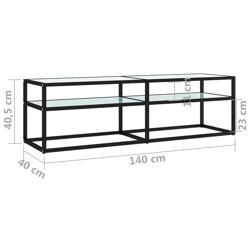 Mueble de TV vidrio templado color mármol blanco 140x40x40,5 cm
