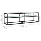 Mueble de TV vidrio templado color mármol blanco 140x40x40,5 cm