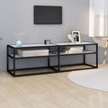 Mueble de TV vidrio templado color mármol blanco 140x40x40,5 cm
