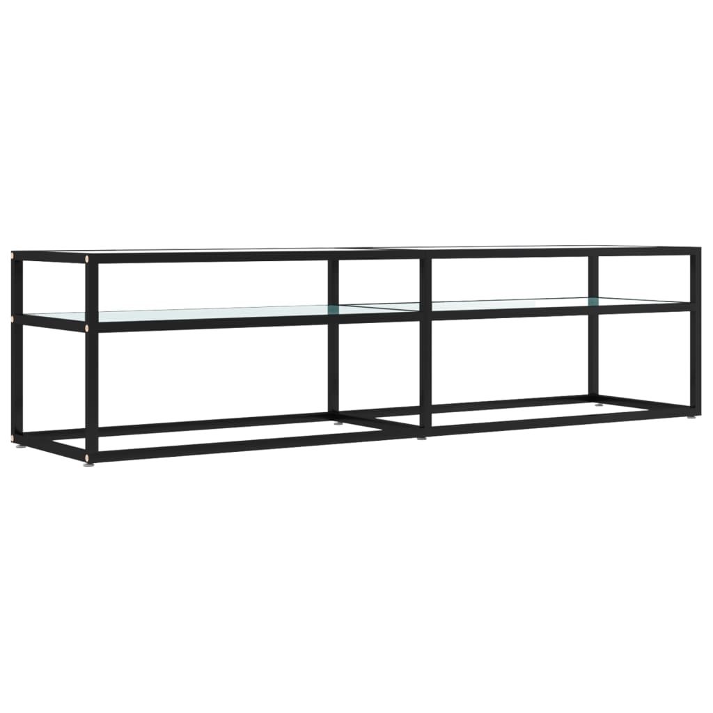 Mueble de TV vidrio templado color mármol blanco 160x40x40,5 cm
