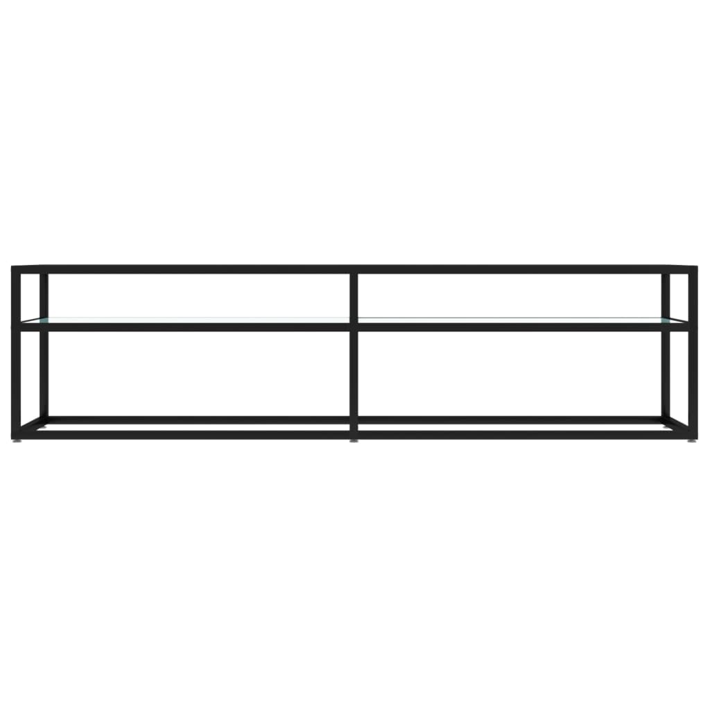 Mueble de TV vidrio templado color mármol blanco 160x40x40,5 cm