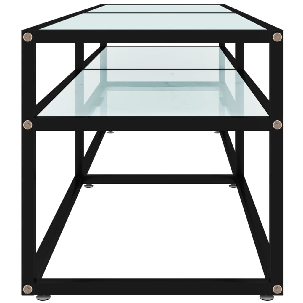 Mueble de TV vidrio templado color mármol blanco 160x40x40,5 cm