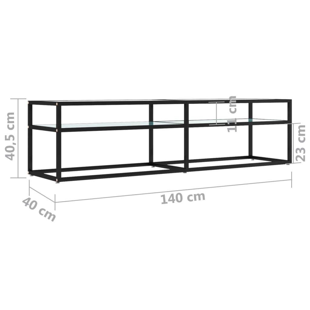 Mueble de TV vidrio templado color mármol blanco 160x40x40,5 cm