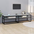 Mueble de TV vidrio templado color mármol blanco 160x40x40,5 cm
