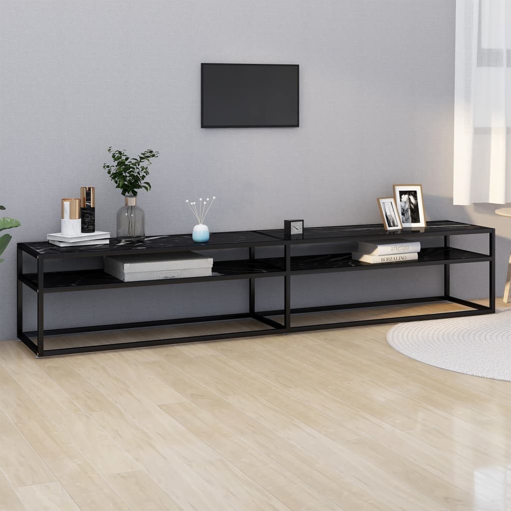 White marble tempered glass TV stand 160x40x40.5 cm